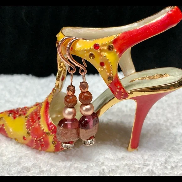 💋✨pretty murano/Italian glass and rose gold earrings - Picture 9 of 10